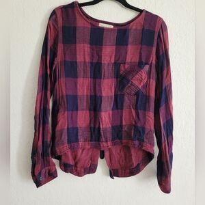 Cloth & stone gingham tie back blouse | size s